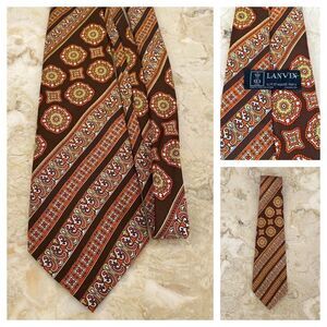 Vintage Lanvin 1970’s Wide Tie Brown Orange Tan